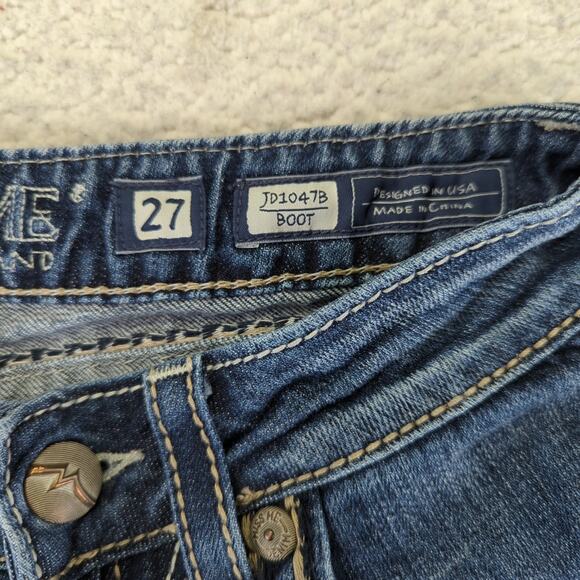 Miss Me JD1047B Boot Cut Jeans Embellished Back Pockets Women's 27 White Stitch - Picture 9 of 10
